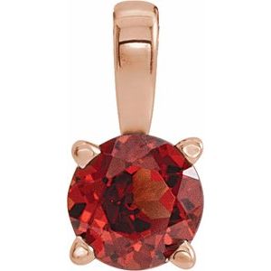 14K Rose Gold 5 mm Natural Mozambique Garnet Pendant