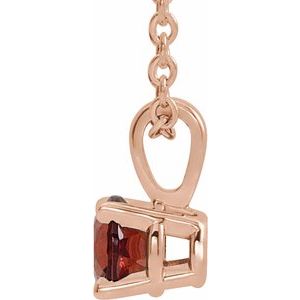 14K Rose Gold 3 mm Natural Mozambique Garnet 16-18" Necklace