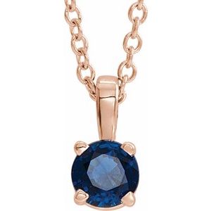 14K Rose Gold 6 mm Lab-Grown Blue Sapphire Pendant