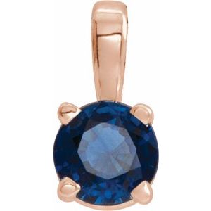 14K Rose Gold 4 mm Natural Blue Sapphire Pendant