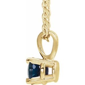 14K Yellow Gold 3 mm Lab-Grown Blue Sapphire Pendant