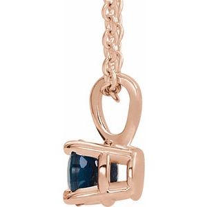 14K Rose Gold 5 mm Lab-Grown Blue Sapphire Pendant