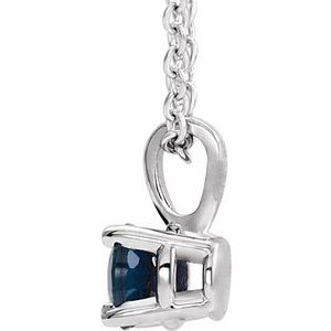 14K White Gold 6 mm Natural Blue Sapphire Pendant
