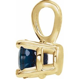 14K Yellow Gold 4 mm Natural Blue Sapphire Pendant