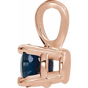 14K Rose Gold 4 mm Lab-Grown Blue Sapphire Pendant