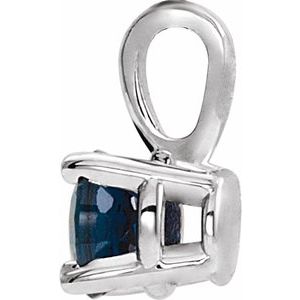 14K White Gold 4 mm Lab-Grown Blue Sapphire Pendant