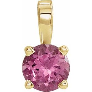 14K Yellow Gold 3 mm Natural Pink Tourmaline Pendant