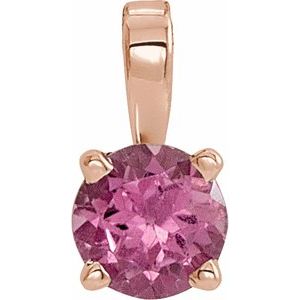 14K Rose Gold 4 mm Natural Pink Tourmaline Pendant