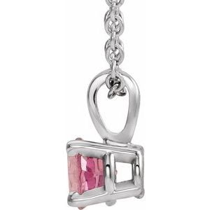 Platinum 3 mm Natural Pink Tourmaline 16-18" Necklace