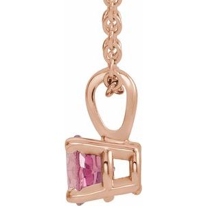 14K Rose Gold 3 mm Natural Pink Tourmaline 16-18" Necklace
