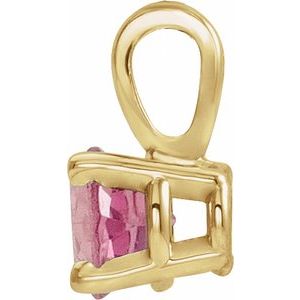 14K Yellow Gold 5 mm Natural Pink Tourmaline Pendant