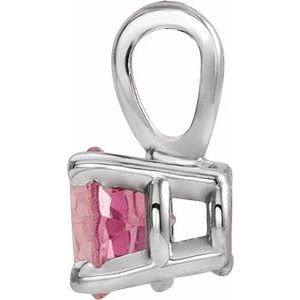 14K White Gold 3 mm Natural Pink Tourmaline Pendant