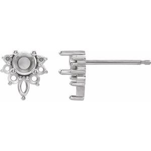 14K White Gold Accented Earring Mounting