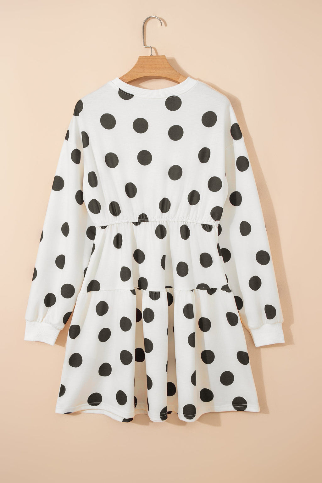 Polka Dot Long Sleeve Flared Mini Dress
