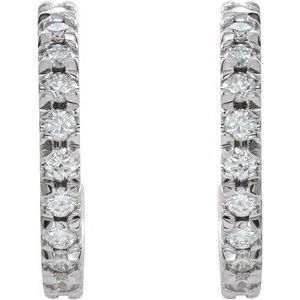 Platinum 1/2 CTW Natural Diamond French-Set 15 mm Huggie Hoop Earrings – image 2