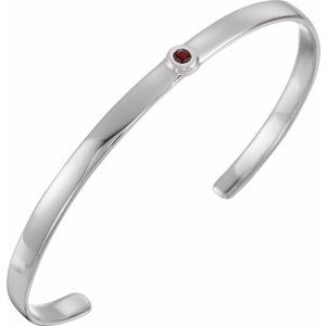 14K White Gold Natural Mozambique Garnet Cuff 6" Bracelet