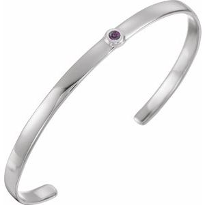 14K White Gold Lab-Grown Alexandrite Cuff 6" Bracelet