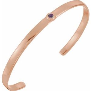 14K Rose Gold Lab-Grown Alexandrite Cuff 6" Bracelet