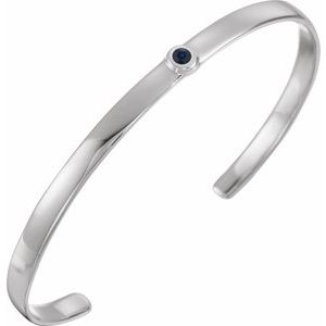 14K White Gold Natural Blue Sapphire Cuff 6" Bracelet