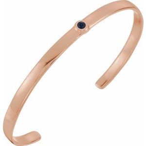 14K Rose Gold Natural Blue Sapphire Cuff 6" Bracelet