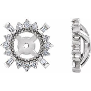 14K White Gold 1/6 CTW Natural Diamond Halo-Style Earring Jackets with 4.9 mm ID