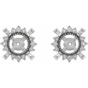 14K White Gold 1/6 CTW Natural Diamond Halo-Style Earring Jackets with 4.9 mm ID – image 2