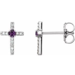 Platinum Natural Alexandrite & .05 CTW Natural Diamond Cross Earrings