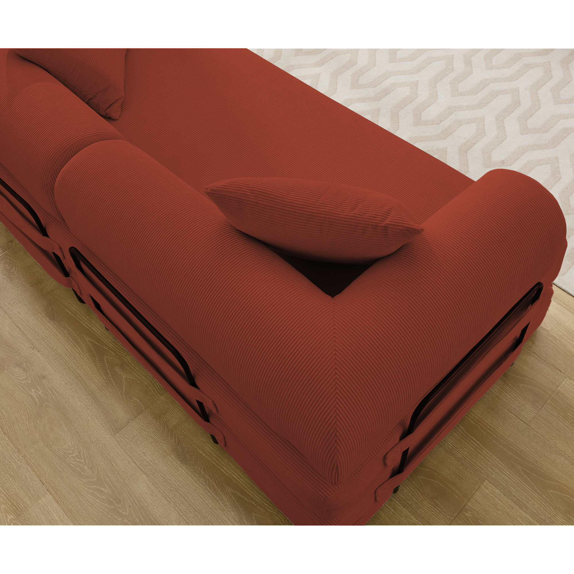 [NEW ARRIVED] [VIDEO PROVIDED] 78.5' Folding Convertible Out Sleeper Sofa Bed,5-in-1 DIY Combination Convertible  Sofa, 3 seat, Folding Sleeper Sofa, King Size , Bedroom,Apartment,Corduroy,Ancora Red