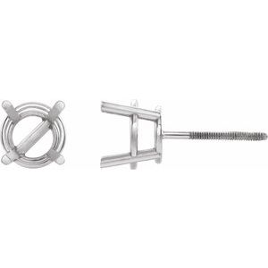 Sterling Silver 9.5 mm Round 4-Prong Lightweight Earring Mounting