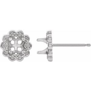 Sterling Silver 4.1 mm Round Halo-Style Earring Mounting