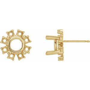 14K Yellow Gold 4.5 mm Round Halo-Style Earring Mounting