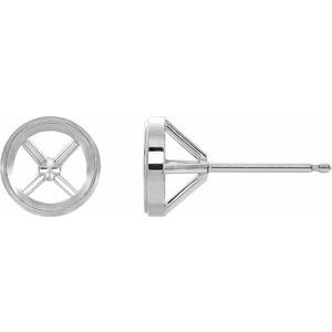 10K White Gold 3 mm Round Bezel-Set Cocktail-Style Earring Mounting