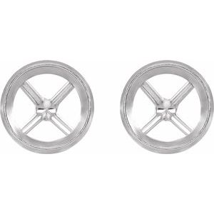18K White Gold 6.5 mm Round Bezel-Set Cocktail-Style Earring Mounting – image 2