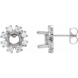 Platinum 4 mm Round .06 CTW Natural Diamond Semi-Set Earrings