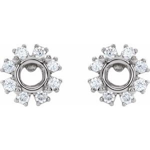 14K White Gold 4.5 mm Round 1/8 CTW Natural Diamond Semi-Set Earrings – image 2