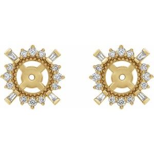 14K Yellow Gold 1/6 CTW Natural Diamond Halo-Style Earring Jackets with 4.9 mm ID – image 2