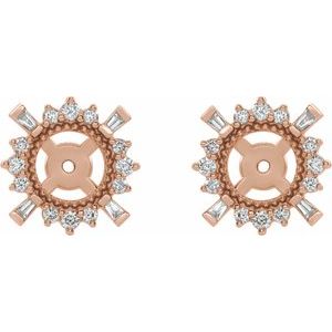 14K Rose Gold 1/6 CTW Natural Diamond Halo-Style Earring Jackets with 4.9 mm ID – image 2