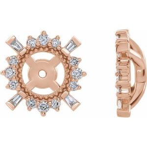 14K Rose Gold 1/6 CTW Natural Diamond Halo-Style Earring Jackets with 4.9 mm ID