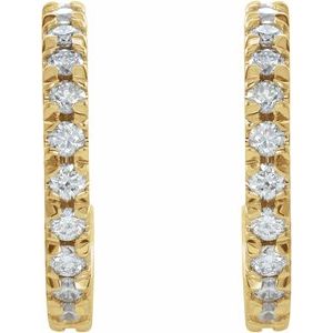 14K Yellow Gold 1/2 CTW Natural Diamond French-Set 15 mm Huggie Hoop Earrings – image 2