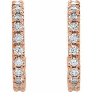 14K Rose Gold 5/8 CTW Lab-Grown Diamond French-Set 15 mm Huggie Hoop Earrings – image 2