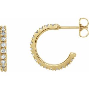 14K Yellow Gold 5/8 CTW Lab-Grown Diamond French-Set 15 mm Huggie Hoop Earrings