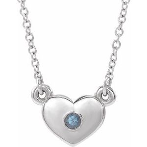 Sterling Silver Lab-Grown Alexandrite Heart 16" Necklace