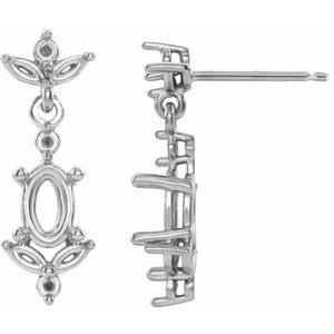 Sterling Silver 6x4 mm Oval Accented Earring Mounting