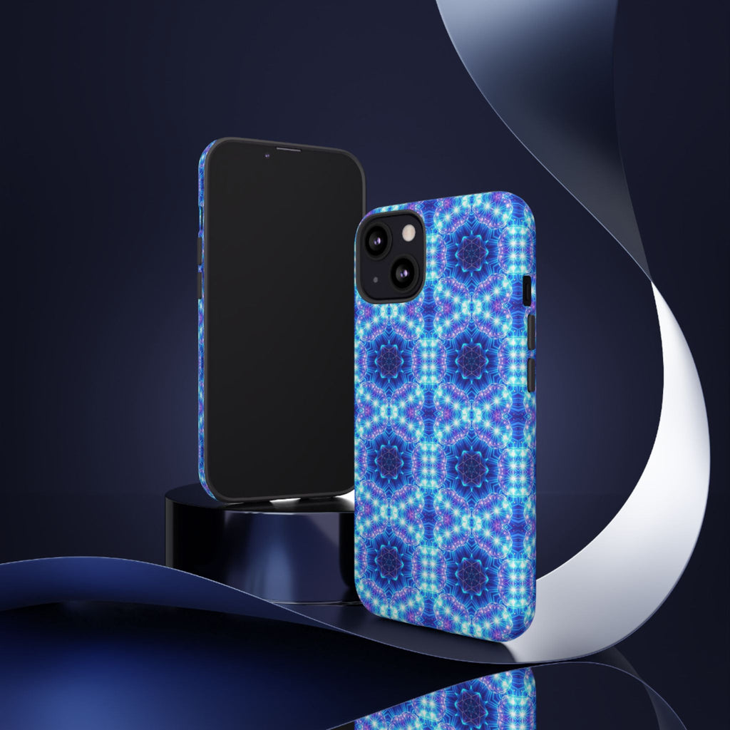Blue Mandalas with Neon Lights Tough Phone Cases