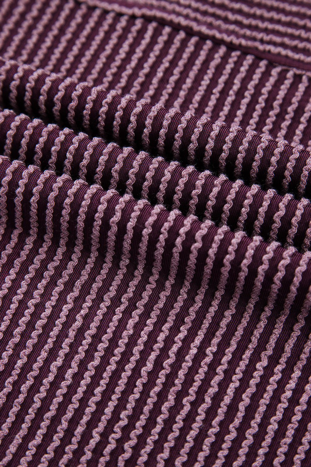 Solid Corded Knit Mock Neck T-Shirt