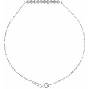 14K White Gold .07 CTW Natural Diamond Bar 6 1/2-7 1/2" Bracelet – image 3