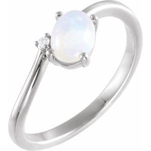 Sterling Silver Natural Ethiopian Opal & .01 CT Natural Diamond Bypass Ring