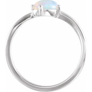 14K White Gold Natural Ethiopian Opal & .015 CT Natural Diamond Bypass Ring