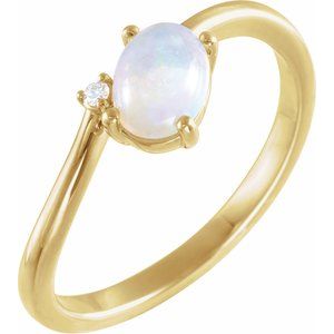 14K Yellow Gold Natural Ethiopian Opal & .03 CT Natural Diamond Bypass Ring