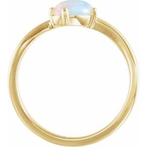 14K Yellow Gold Natural Ethiopian Opal & .02 CT Natural Diamond Bypass Ring